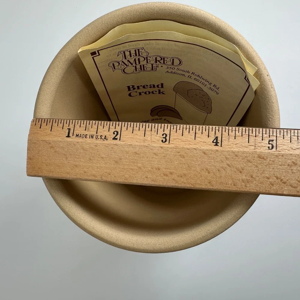 Vtg Pampered Chef Bread Crock Tan Unglazed Stoneware Baking Clay USA #253